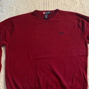 Chaps V-Neck Sweater in Rich Burgundy